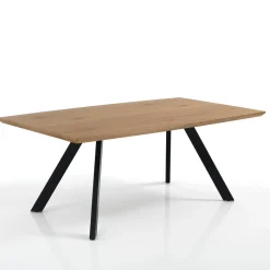 Pejo Tavolo fisso in Legno finitura Rovere con gambe in Acciaio Nero Opaco, 160 x 90 x h 76 cm