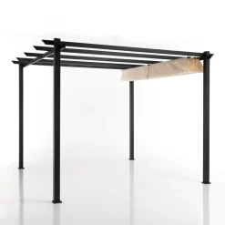 Peschici gazebo in alluminio grigio opaco telo scorrevole ecru 300x300xh225 cm