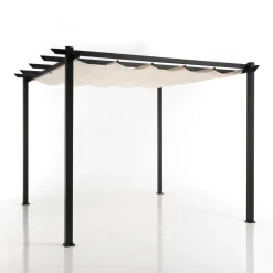 Peschici gazebo in alluminio grigio opaco telo scorrevole ecru 300x300xh225 cm