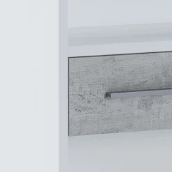 Pier small libreria bassa finitura larice bianco e frontali cemento 80x35.5xh123 cm