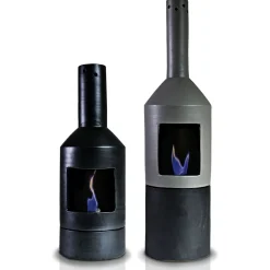 Pipe camino a bioetanolo in ceramica realizzato a mano non necessita di canna fumaria colore piombo cm h70 d25 made in italy