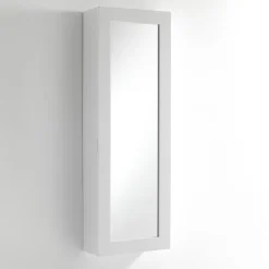 Platico pensile con asse da stiro laccato bianco opaco anta con specchio h120 l40 p18 cm