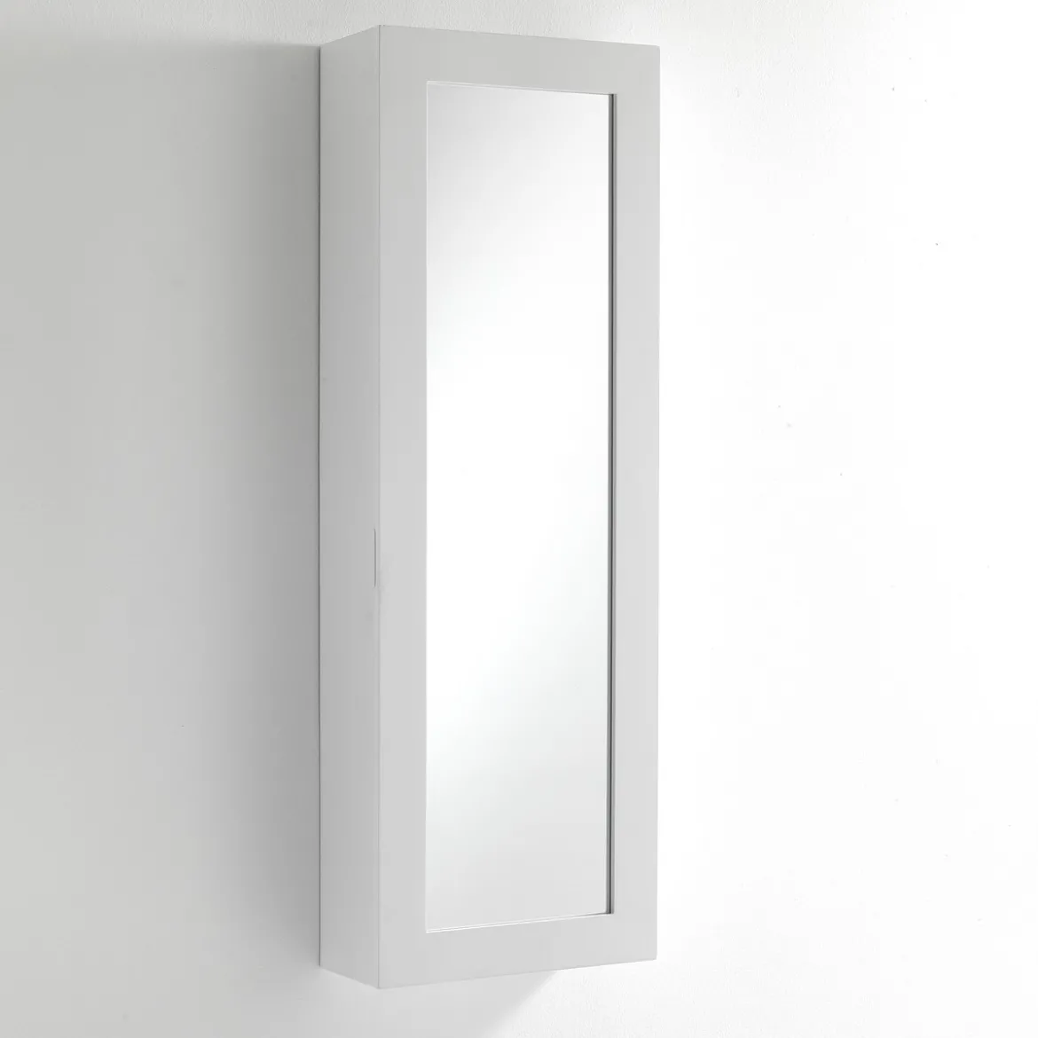 Platico pensile con asse da stiro laccato bianco opaco anta con specchio h120 l40 p18 cm