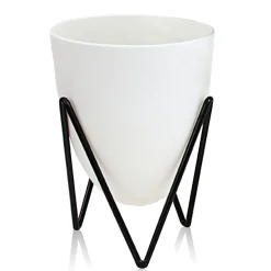 Poppy large vaso autoinnaffiante per esterno e interno ninfa large bianco opaco e acciaio nero opaco d19xh23 cm
