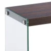 Porta TV NANCY DARK WOOD vetro temperato ripiani legno MDF noce scuro H45 L120 P29,5