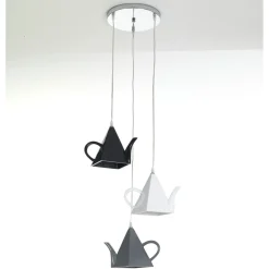 Pot lampadario in resina nera bianca e grigia h100 d35 cm