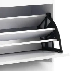 Pratiko-b scarpiera / panca in mdf laccata bianco opaco 1 anta e 1 vano contenitore 60x30xh55 cm