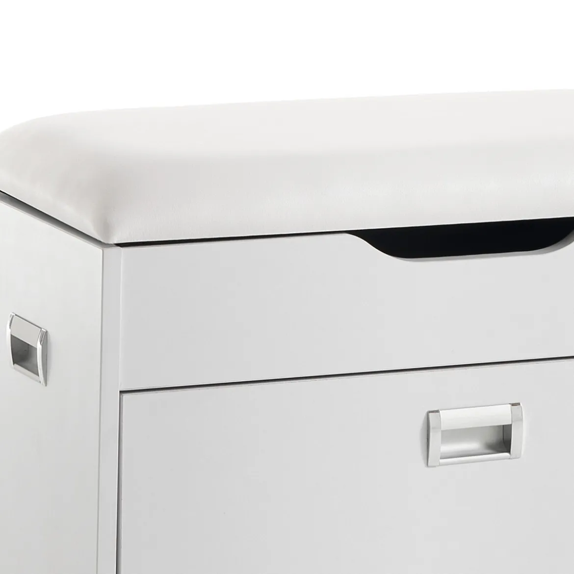 Pratiko-b scarpiera / panca in mdf laccata bianco opaco 1 anta e 1 vano contenitore 60x30xh55 cm