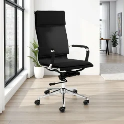 Premier black sedia da ufficio regolabile e girevole in pelle sintetica nera con ruote 57x66 h110/120 cm