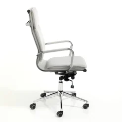 Premier white sedia da ufficio regolabile e girevole in pelle sintetica bianca con ruote 57x66 h110/120 cm