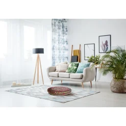 Rainbow pouf basso rotondo in juta e cotone multicolore d50xh10 cm