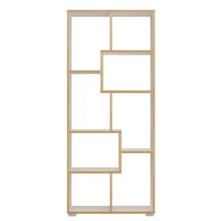 Random-a libreria bianca opaco con bordo in rovere reversibile 69x27.5xh162 cm