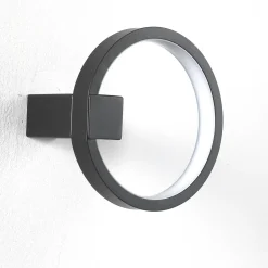 Ring applique led in alluminio colore nero opaco d15x7.5 cm