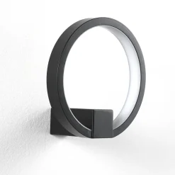 Ring applique led in alluminio colore nero opaco d15x7.5 cm