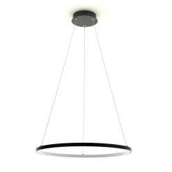 Ring lampadario led in allumino nero opaco con filo regolabile d60 h92 cm