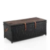 Rino black tavolino contenitore in rattan nero e legno sbiancato per interno/esterno 110x50xh45 cm