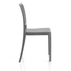 Sabine grey sedia interno esterno polip. colore grigio impilabile resistente agenti e raggi uv h.86 l.43 p.50 cm