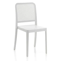 Sabine white sedia interno esterno polip. colore bianco impilabile resistente agenti e raggi uv h.86 l.43 p.50 cm