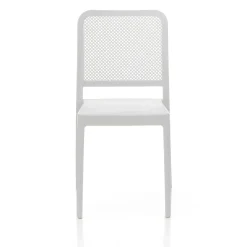 Sabine white sedia interno esterno polip. colore bianco impilabile resistente agenti e raggi uv h.86 l.43 p.50 cm