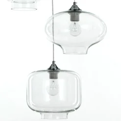 Saky clear lampadario 3 luci in vetro trasparente h126 d47 cm