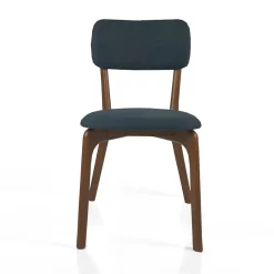Sedia AGATA DARK WOOD legno massello tinto finitura Noce seduta Tessuto Grigio scuro seduta H 48 L47 P44