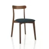 Sedia AMBRA DARK WOOD legno massello tinto finitura Noce scuro seduta Tessuto Grigio scuro seduta H47 L45 P41