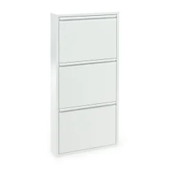 Sendy white scarpiera a parete 3/a 3 ante in metallo bianco goffrato 50x13.5xh103 cm