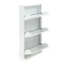 Sendy white scarpiera a parete 3/a 3 ante in metallo bianco goffrato 50x13.5xh103 cm