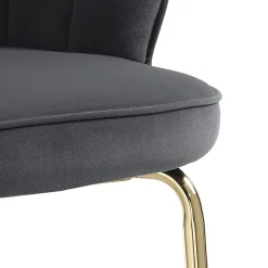 Shell grey sgabello in tessuto effetto velluto grigia e metallo verniciato oro lucido 56x58xh92 cm seduta h 65cm