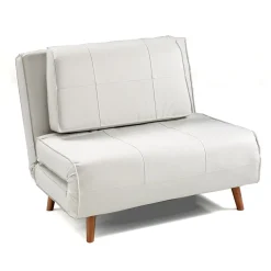 Shift poltrona letto in pelle sintetica bianca l100 p85/180 cm