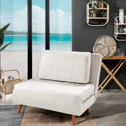 Shift poltrona letto in pelle sintetica bianca l100 p85/180 cm