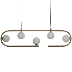 Show lampadario in acciaio ottone opaco e vetro bianco opaco 86x9.5xh22 cm