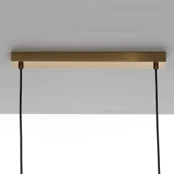 Show lampadario in acciaio ottone opaco e vetro bianco opaco 86x9.5xh22 cm