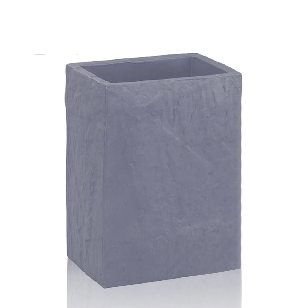 Slate grey bicchiere portaspazzolini in resina effetto cemento grigio 7.5x5 h10 cm
