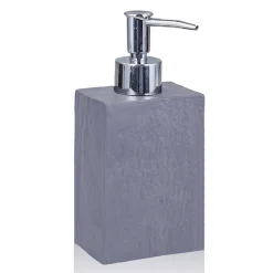 Slate grey dispenser portasapone in resina effetto cemento grigio 7.5x5 h10/17 cm