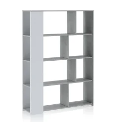 Smart varsavia libreria finitura larice bianco e grigio cemento 129x33xh174 cm