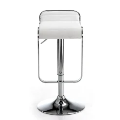 Snppy white sgabello regolabile bar in pelle sintetica bianco e metallo cromato 35.5x44xh67-87 cm