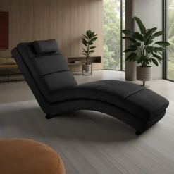 Sofia black chaise longue in pelle sintetica nera cm h85 l62 p172