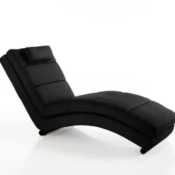 Sofia black chaise longue in pelle sintetica nera cm h85 l62 p172