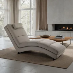 Sofia taupe chaise longue pelle sintetica tortora h85 l62 p172 cm