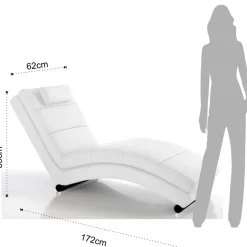 Sofia white chaise longue in pelle sintetica bianca h85 l62 p172 cm