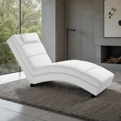 Sofia white chaise longue in pelle sintetica bianca h85 l62 p172 cm