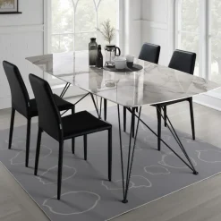 Spillo Marble Tavolo Scrivania finitura Marmo Calacatta e gambe in Metallo Nero Opaco, 200 x 100 x h 77 cm