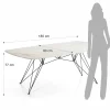 Spillo Onice Marble Tavolo Scrivania struttura Metallo Nero piano Ceramica effetto Marmo Onice Bianco Caldo, h 77 x 180 x 90 cm