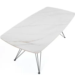 Spillo Onice Marble Tavolo Scrivania struttura Metallo Nero piano Ceramica effetto Marmo Onice Bianco Caldo, h 77 x 180 x 90 cm