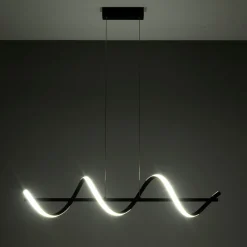 Spring lampadario a led in allumino nero opaco policarbonato bianco opaco cm h150 l92 p20 lumen 2898