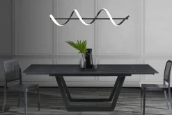 Spring lampadario a led in allumino nero opaco policarbonato bianco opaco cm h150 l92 p20 lumen 2898
