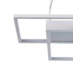 Square white lampadario led in metallo bianco opaco con filo regolabile 54x54 h8 cm