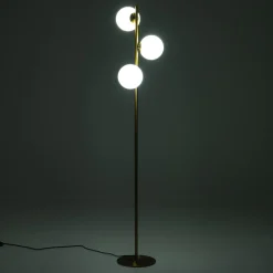 Street brass lampada da terra ottone in acciaio finitura ottone sfere in vetro bianco d30 h160 cm