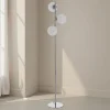 Street lampada da terra in acciaio cromato con sfere direzionabili in vetro bianco d30 h160 cm